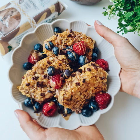 Crunchy Bananabread French Toast - Glowkitchen Bananenbrot